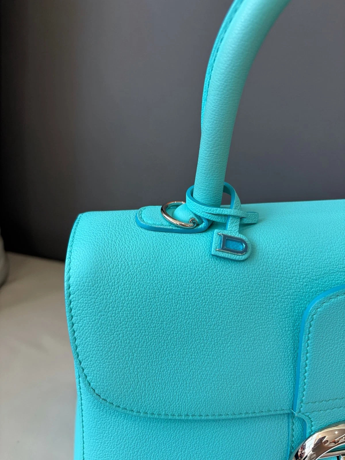 Delvaux Brilliant Medium Top Handle Bag Shoulder Bag Tiffany Blue