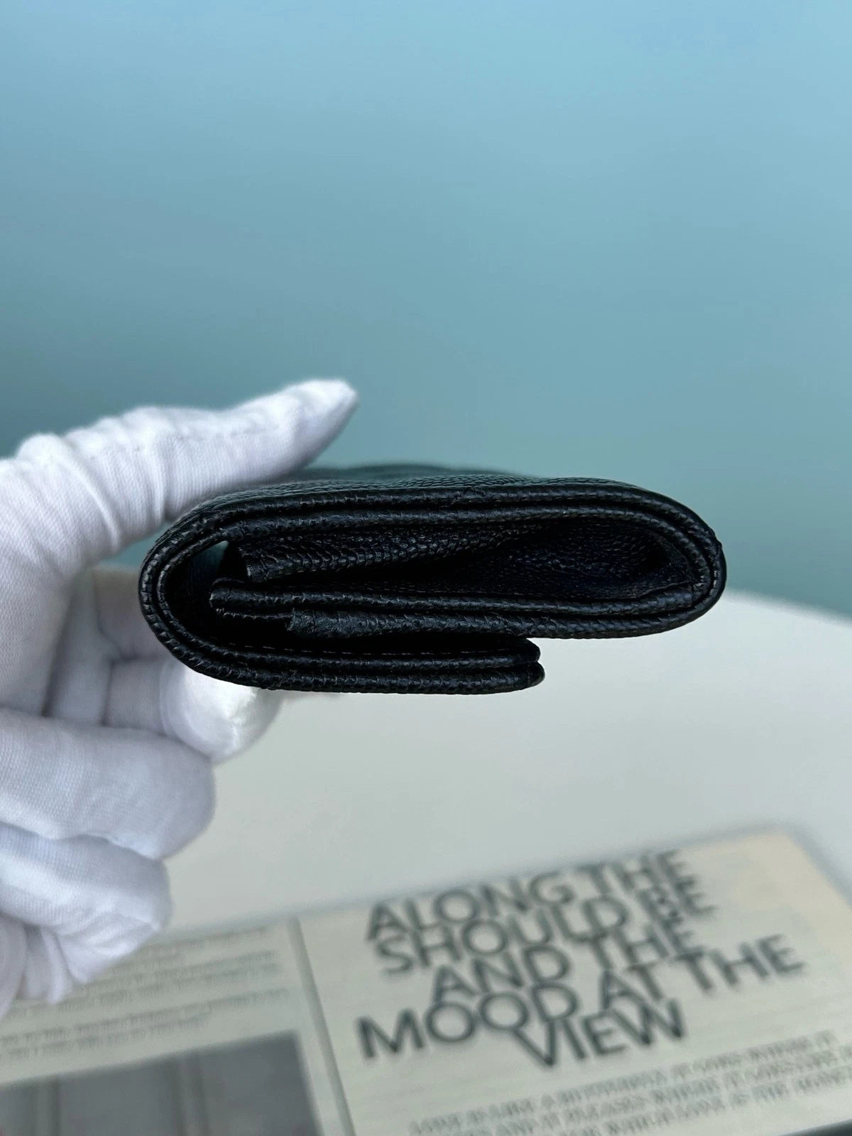 Chanel Calfskin Diamond Wallet Black Silver Women Classic