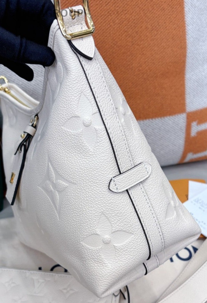 Louis Vuitton Carryall PM Shoulder Bag White Gold Used Women Classic Designer