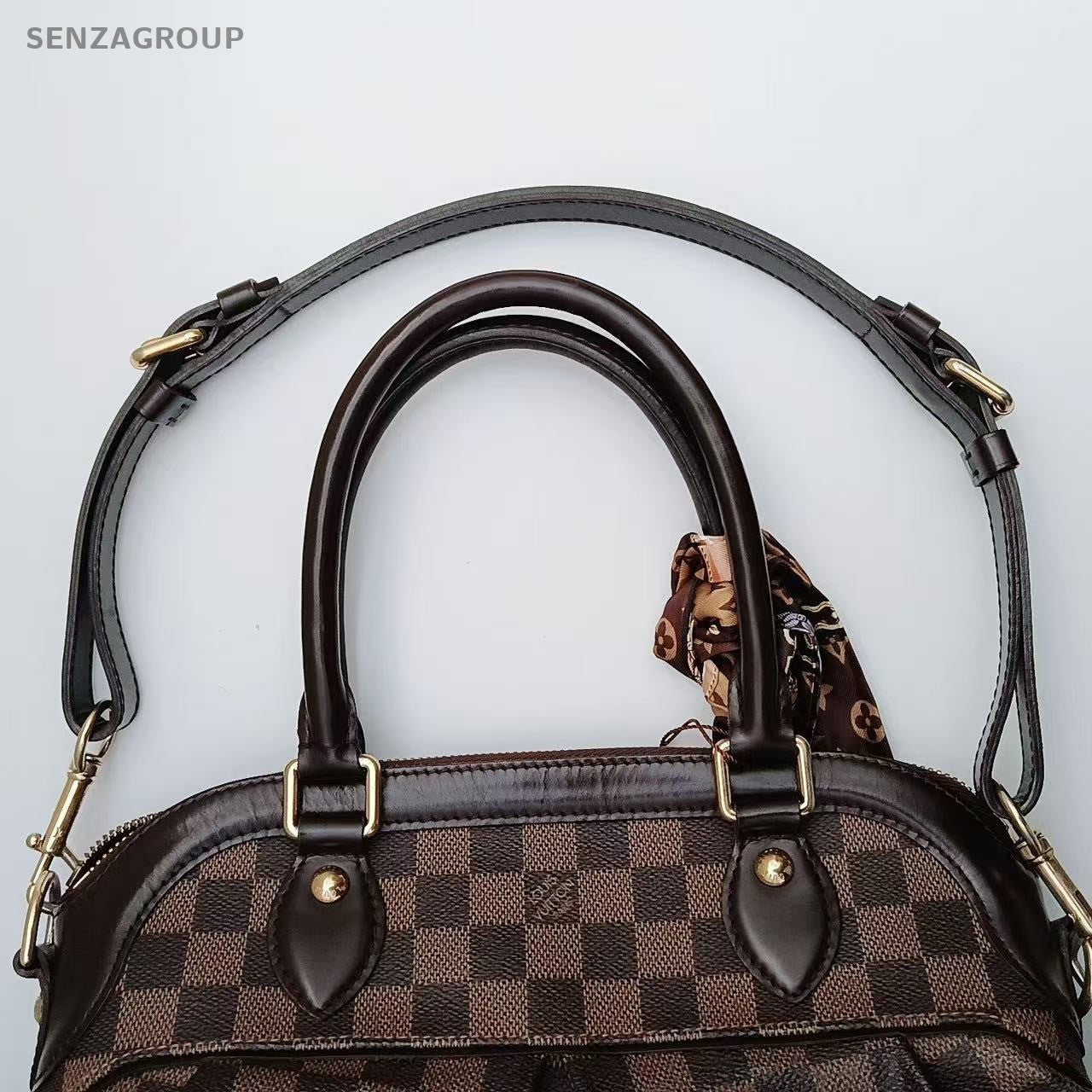 Louis Vuitton Trevi Damier Ebene Top Handle Shoulder Tote Brown Women Classic