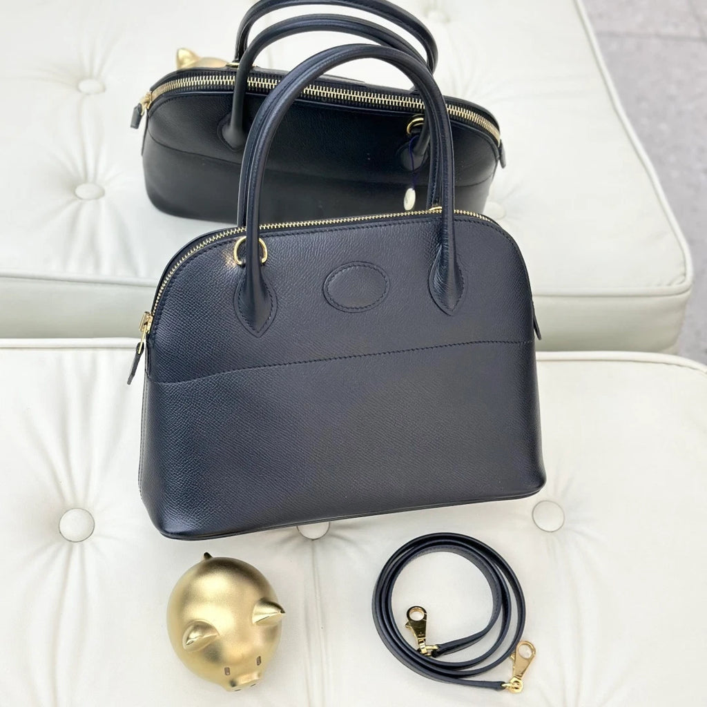 Hermes Bolide 27 Epsom Top Handle Shoulder Crossbody Bag Black Women S