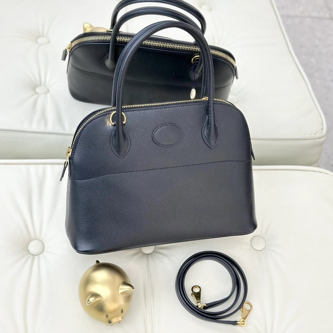 Hermes Bolide 27 Epsom Top Handle Shoulder Crossbody Bag Black Women S