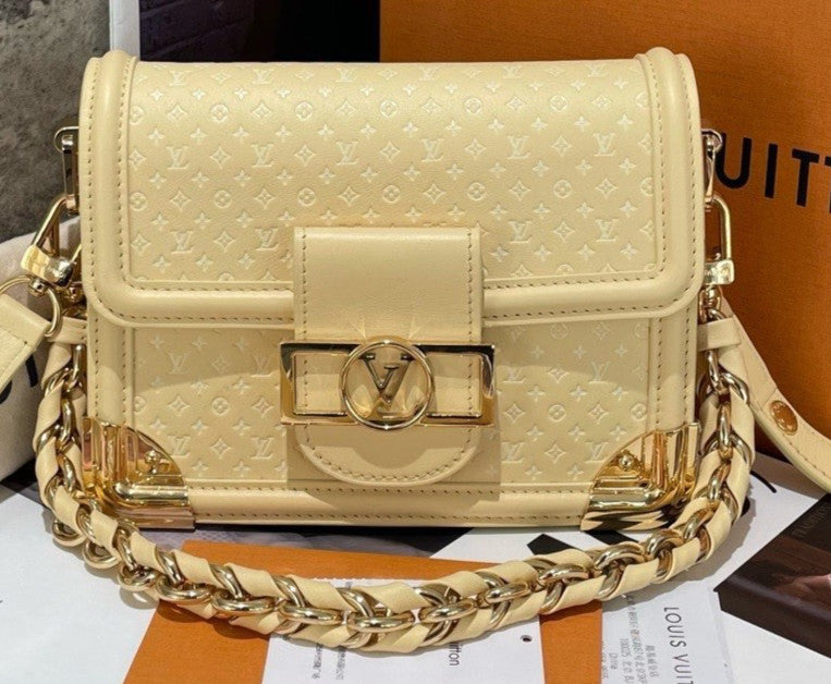 Louis Vuitton Dauphine PM Shoulder Bag Crossbody Yellow Gold Women Classic