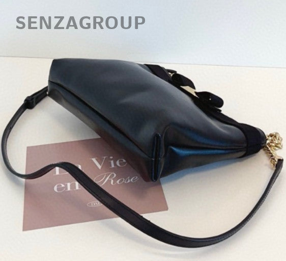 Ferragamo Leather Hobo Bag 2ways Shoulder Crossbody Bag Women Black