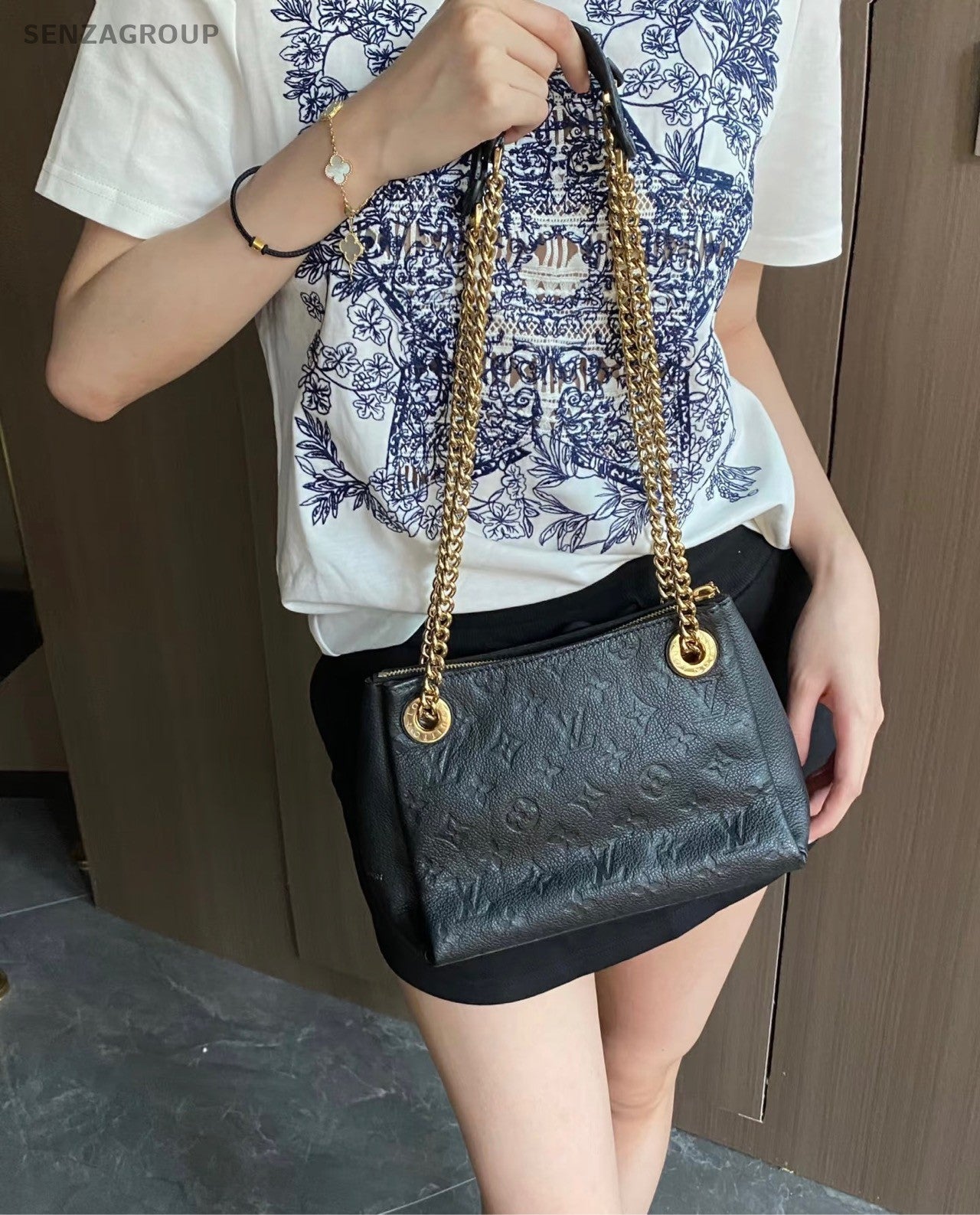 Louis Vuitton Surene bb Monogram Empreinte Chain Shoulder bag Women Black Gold