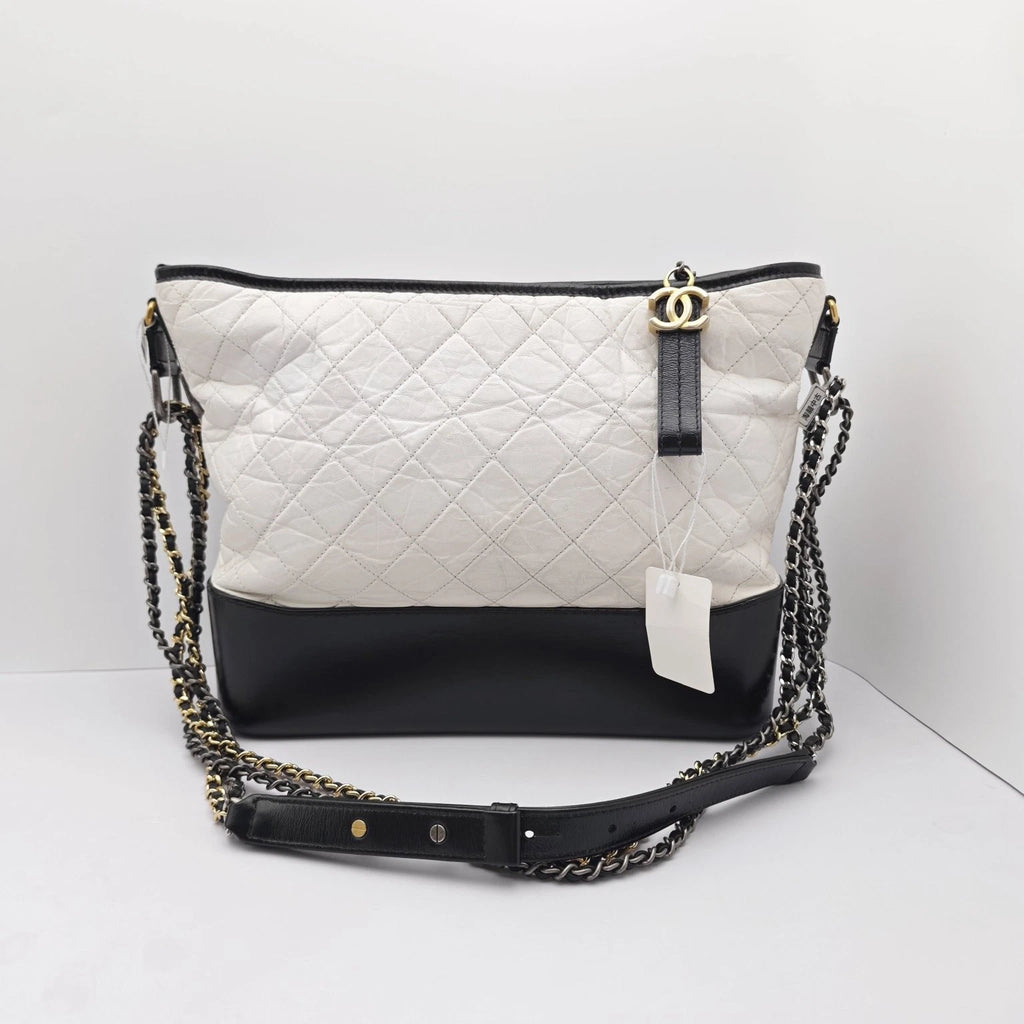 Authentic CHANEL Black White Large Gabrielle Hobo Bag For Women