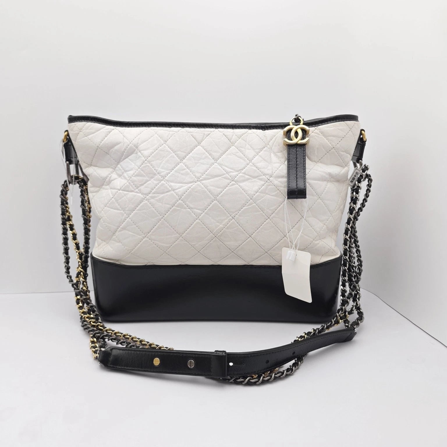 Authentic CHANEL Black White Large Gabrielle Hobo Bag For Women