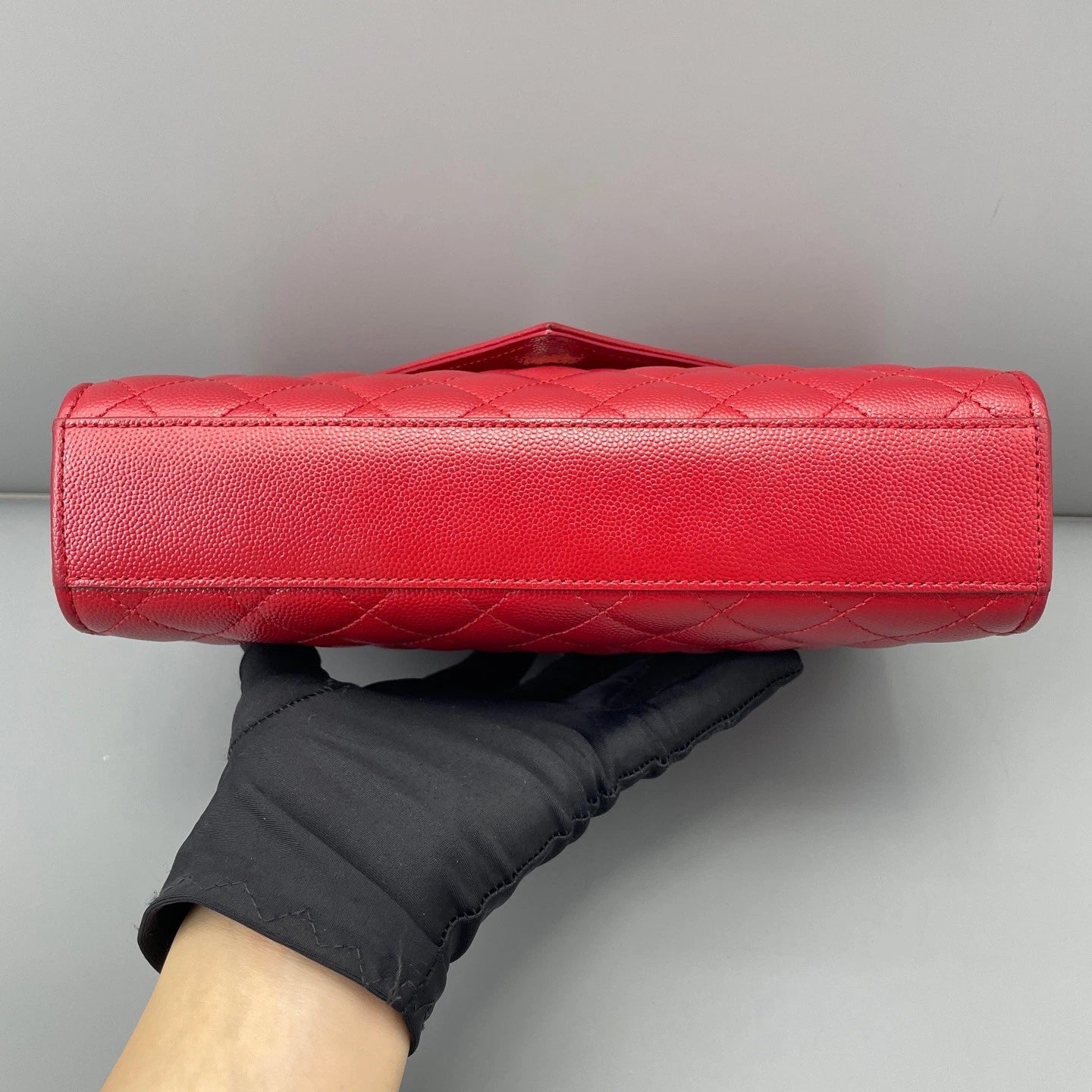 Saint Laurent Envelope Bag Chain Shoulder Bag Red Silver Hardware Women Fashion