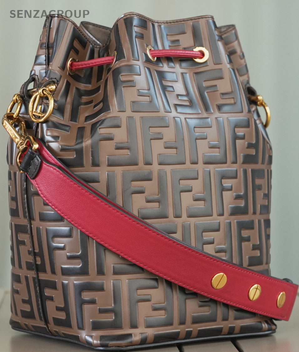 FENDI Classic Logo Bucket Drawstring Shoulder bag Brown