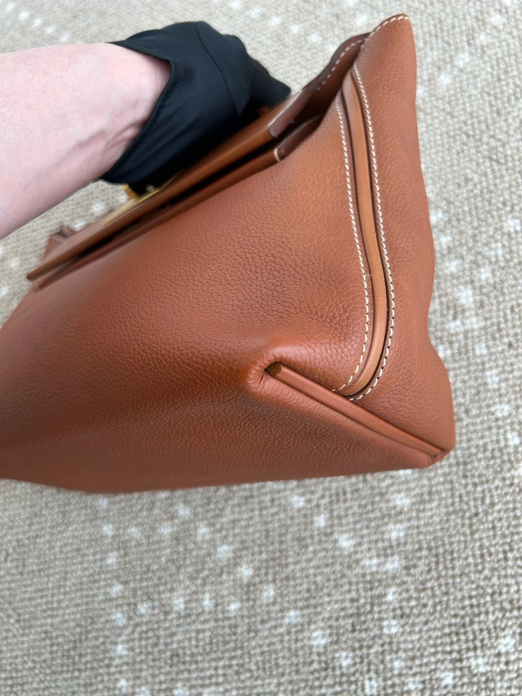 Hermes 2424 2Way Top Handle Shoulder Bag Brown Gold Women Classic Fashion