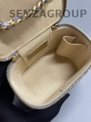 Chanel Grey Lambskin Mini Square Bag with Gold Ball Chain Crossbody