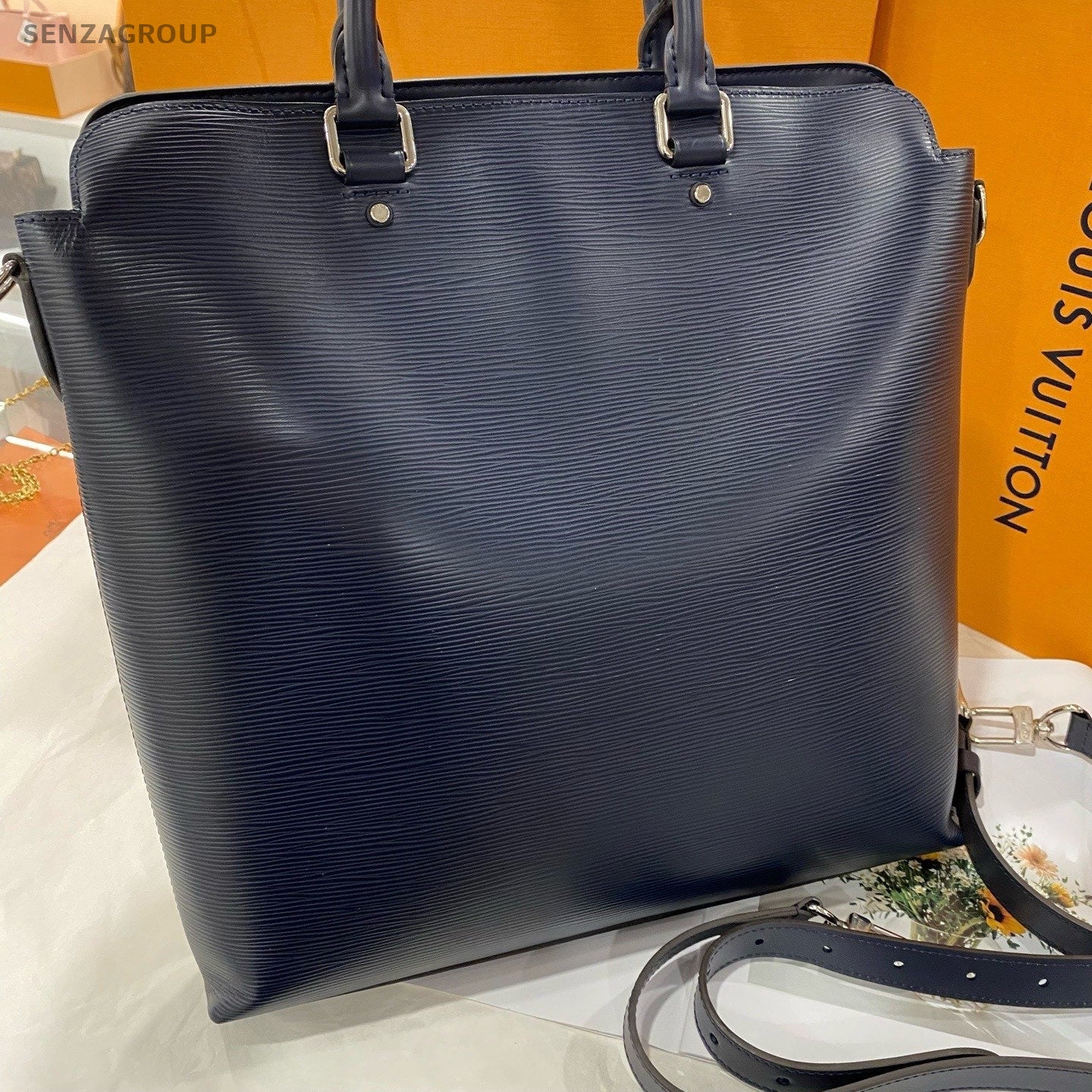 Louis Vuitton Briefcase Top Handle Dark blue 2way Shoulder Handbag