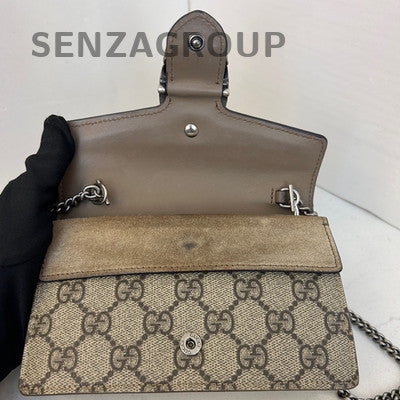 Gucci Mini Dionysus Chain Shoulder Crossbody Bag Brown Silver Women Classic