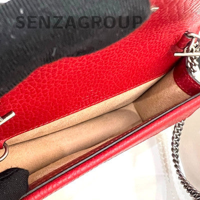 Gucci Dionysus Mini Red Silver Chain Shoulder Crossbody Bag
