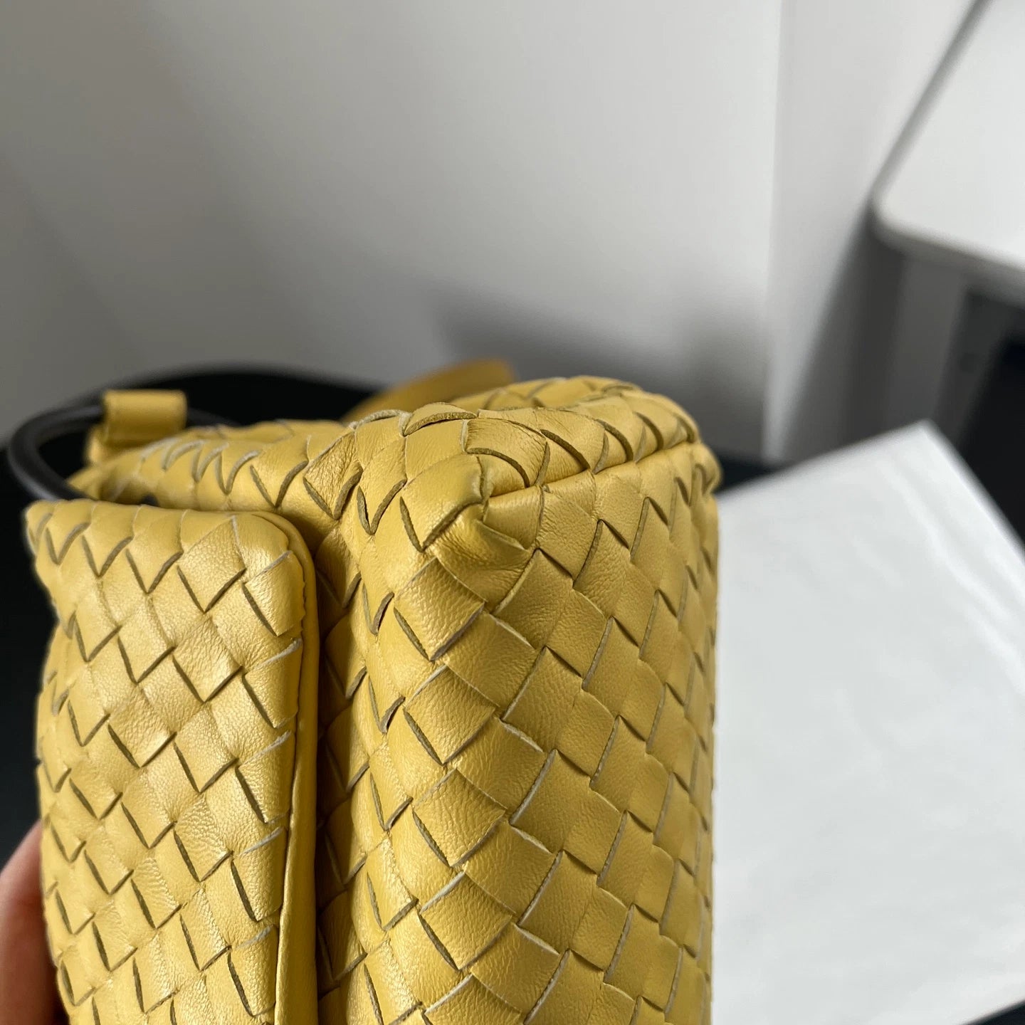 Bottega Veneta Cobbler PM Intrecciato Yellow Mustard Shoulder Bag Crossbody