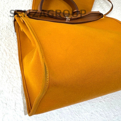Hermès Herbag 31 Orange Brown Silver Hardware Shoulder Bag Women