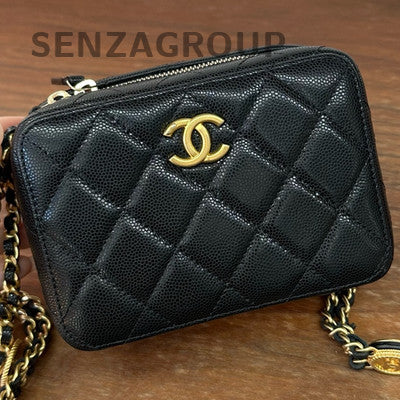 Chanel 22A Gold Coin Chain Camera Bag Black Gold Hardware Calfskin Crossbody