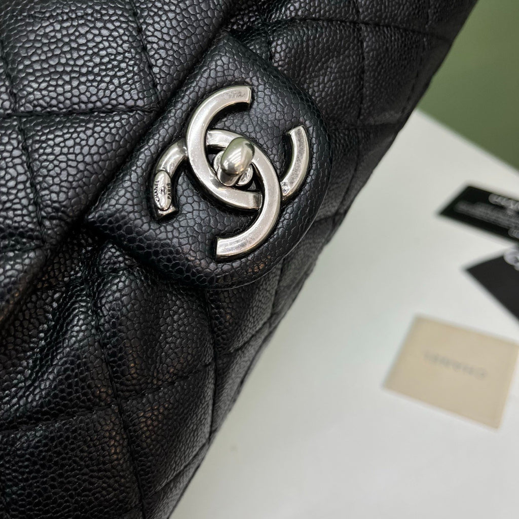 Chanel Classic Flap Chain Shoulder Bag Crossbody Diamond Black Silver Women