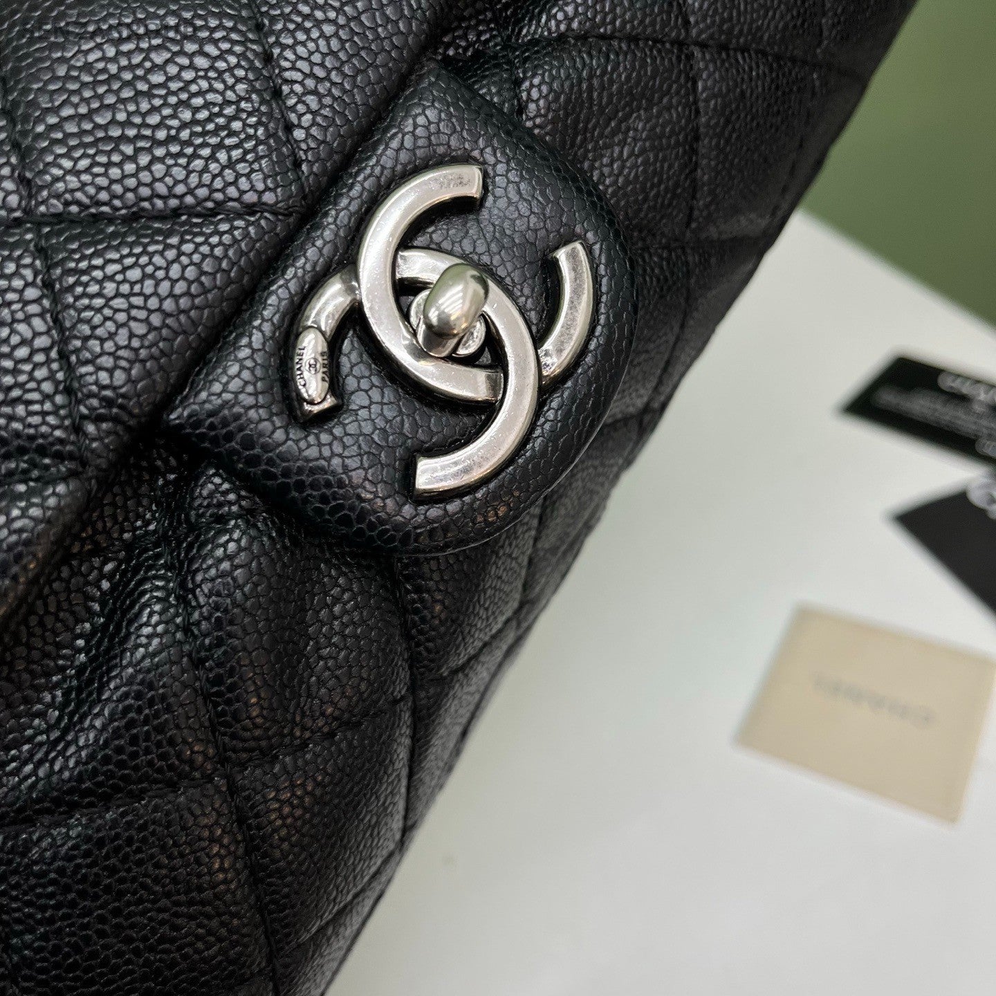 Chanel Classic Flap Chain Shoulder Bag Crossbody Diamond Black Silver Women