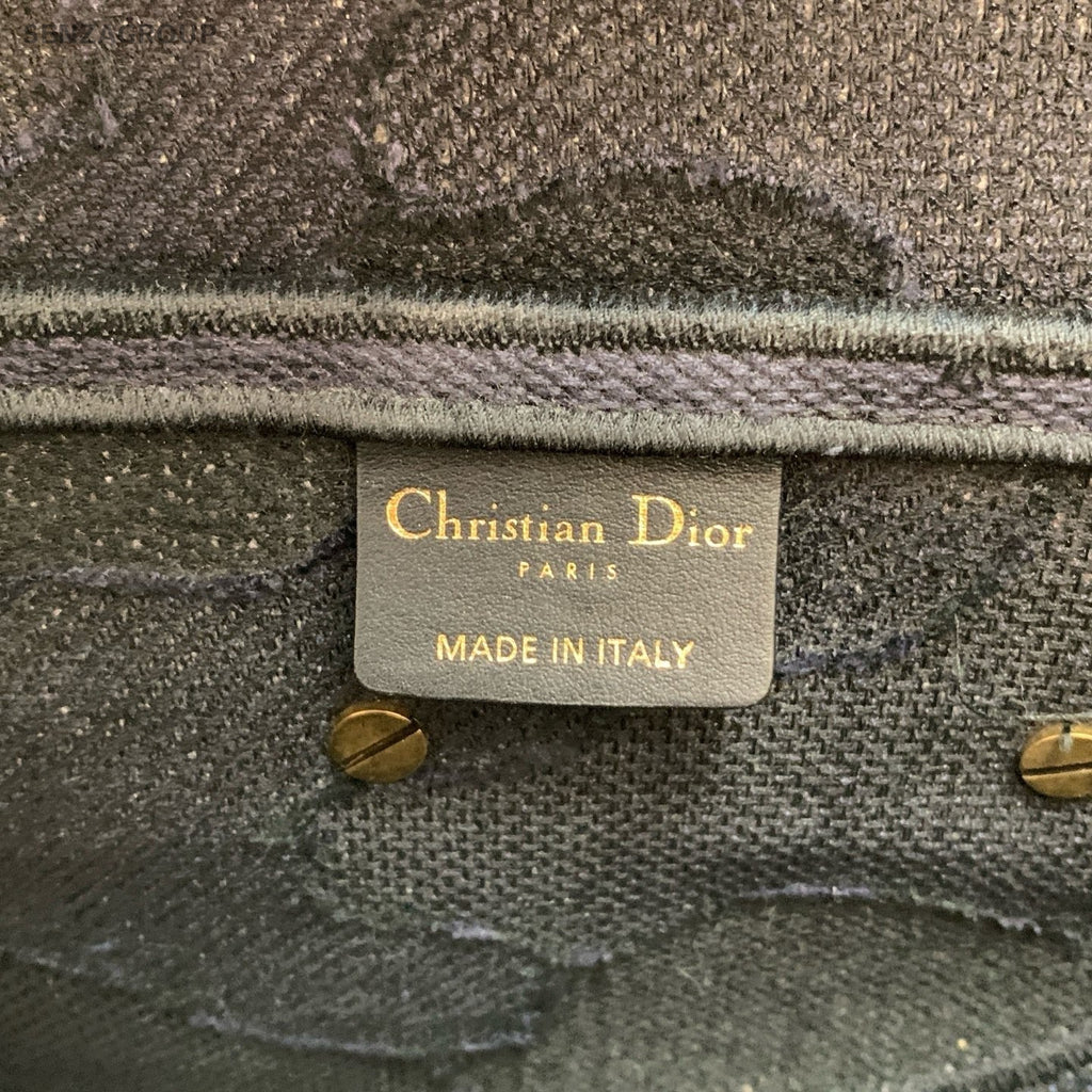 Christian Dior Embroidered Canvas Camouflage Saddle Shoulder Bag Blue Gold Women