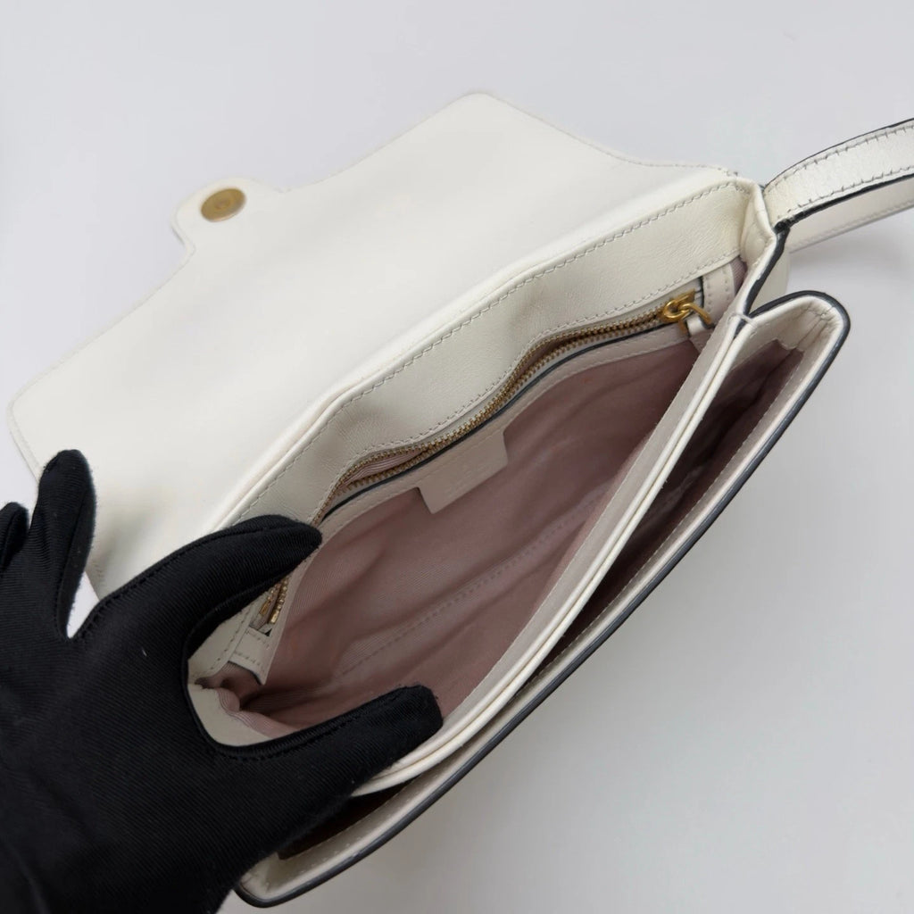 Gucci Arli PM Shoulder Crossbody Bag White Gold Hardware Women