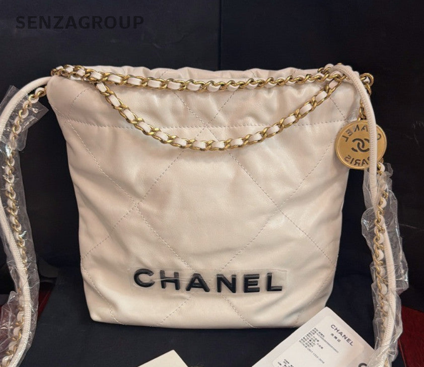Chanel 22Bag Mini Chain Shoulder Bag Crossbody White Gold Women Classic Fashion
