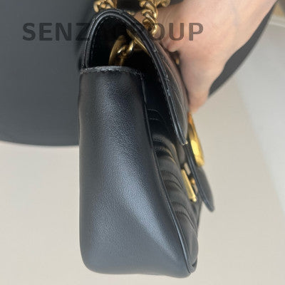 Gucci Marmont 22 Black Gold Chain Shoulder Crossbody Bag Classic Women