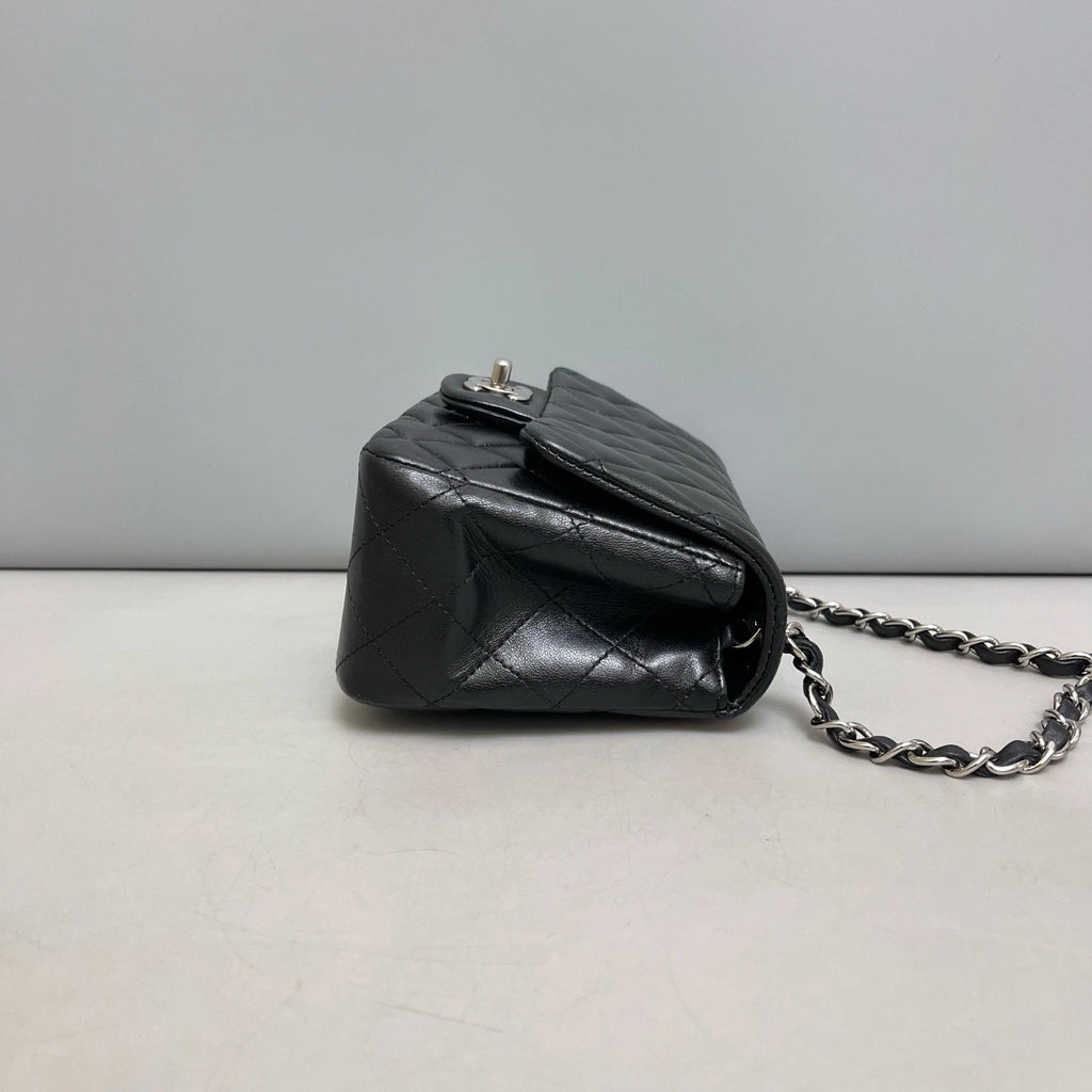Chanel Classic Flap Black Silver Diamond Crossbody Bag Women Classic