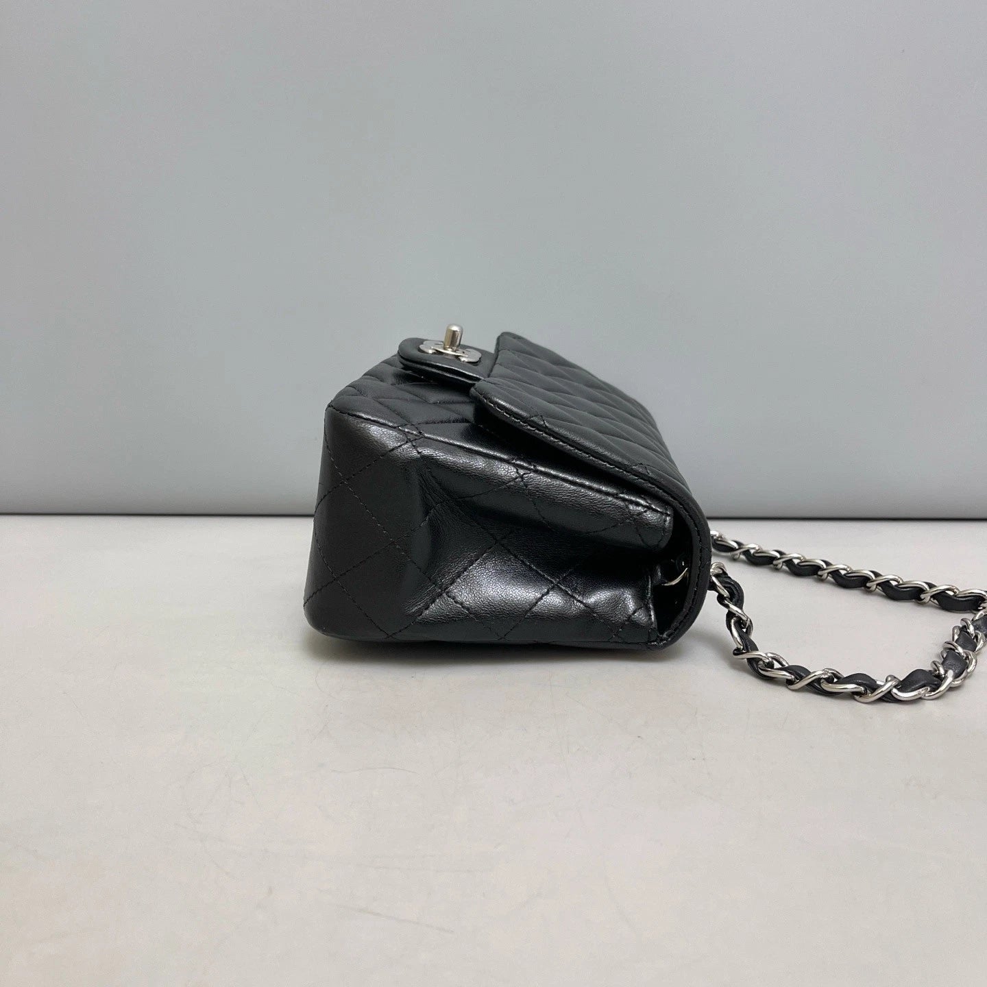 Chanel Classic Flap Black Silver Diamond Crossbody Bag Women Classic