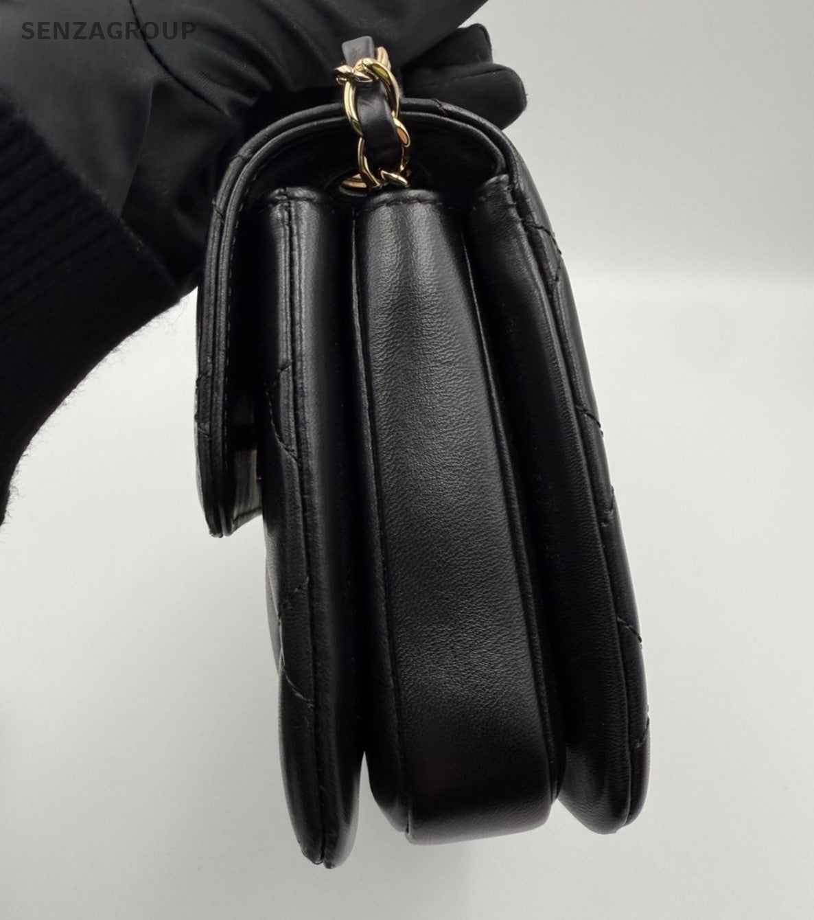 Chanel Trendy CC Lambskin Mini Top Handle Shoulder Crossbody Black Gold Women