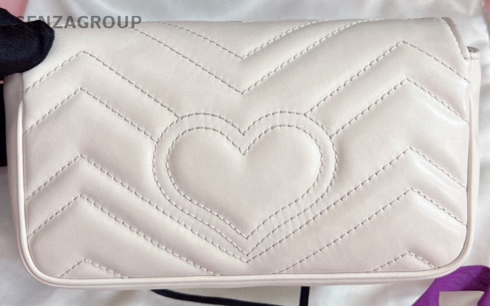 Gucci Mamon Mini Chain Shoulder Bag Crossbody White Gold Women Classic Designer