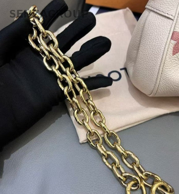 Louis Vuitton Favorite Monogram Chain Shoulder Bag White Gold Women Classic
