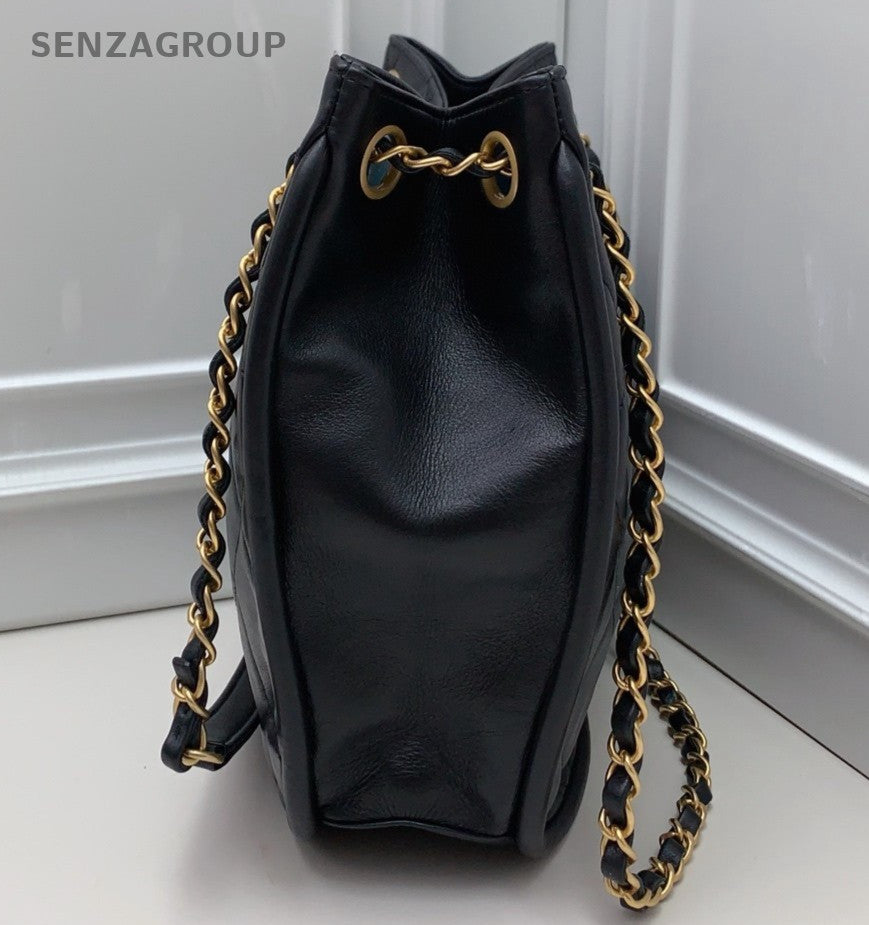Chanel Hobo Chain Diamond Shoulder Bag Black Red Gold Women Classic Fashion