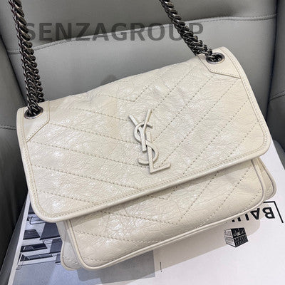 Saint Laurent Niki Medium Chain Shoulder Bag in White - Classic Women's Fashion