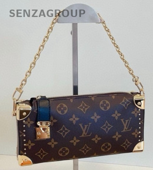 Louis Vuitton Side Trunk Mini Monogram Chain Shoulder Bag Crossbody Brown Women