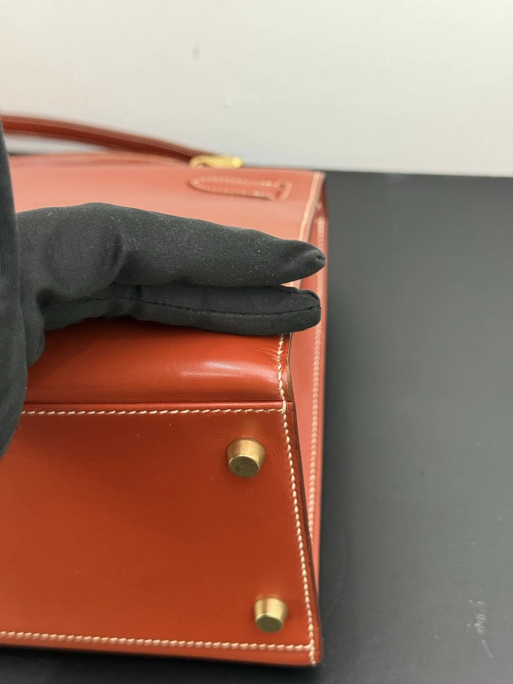 Hermes Kelly32 Top Handle Bag Crossbody Brown Gold Classic Fashion Women