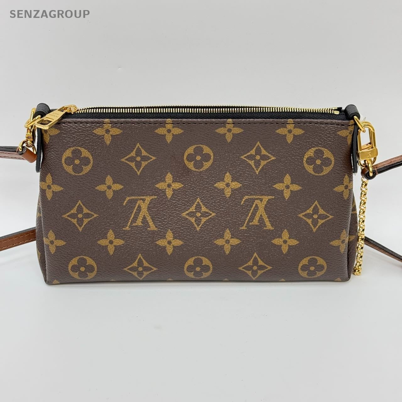 #1 - SJ0001  Louis Vuitton Pallas Clutch Brown Canvas