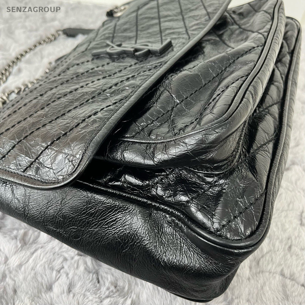 Saint Laurent Niki GM Chain Shoulder Bag Black Silver Used Women Classic