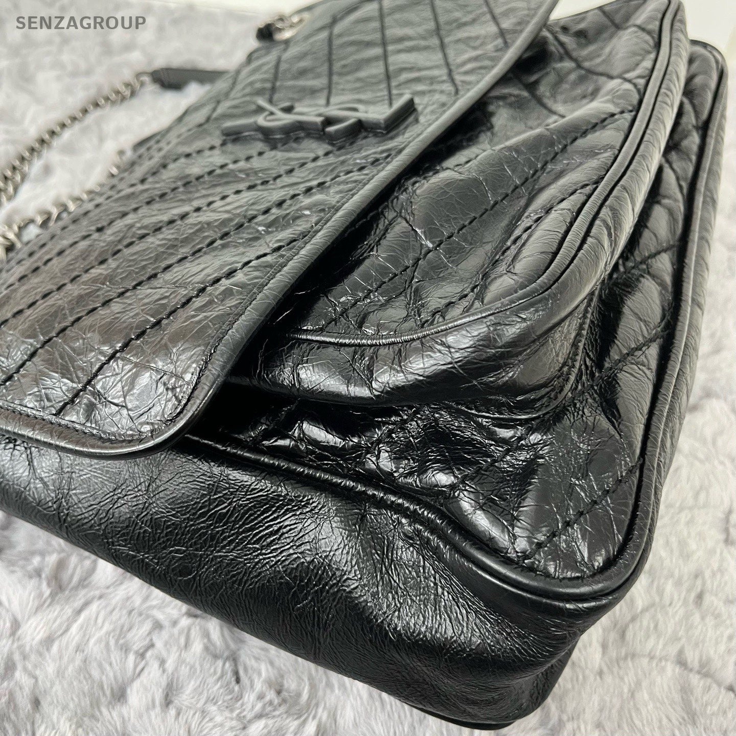 Saint Laurent Niki GM Chain Shoulder Bag Black Silver Used Women Classic