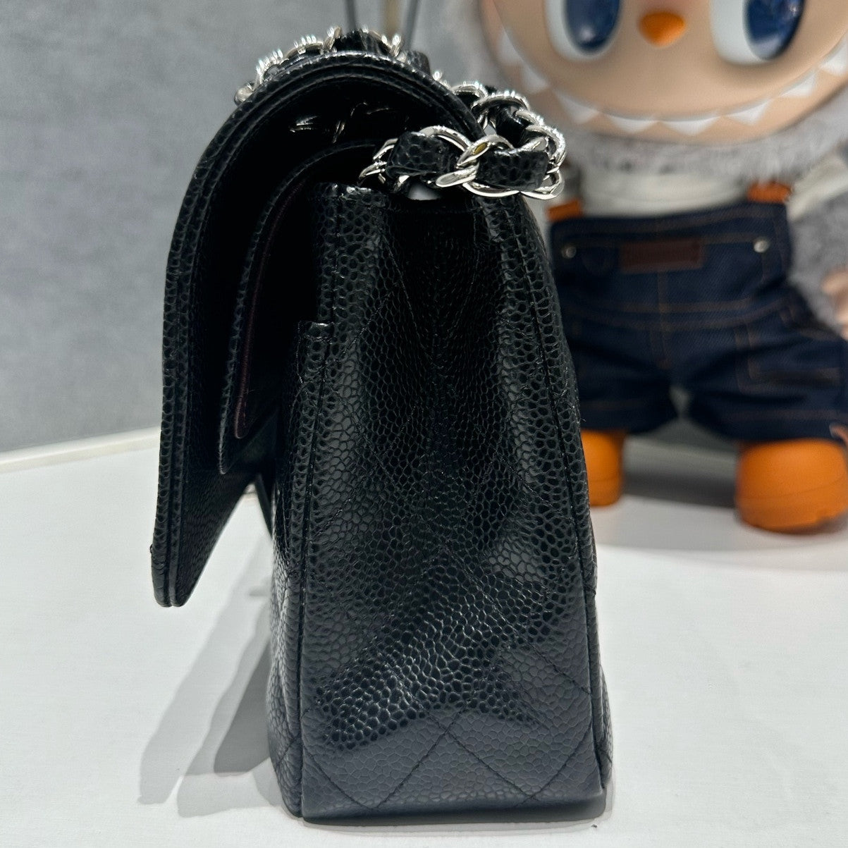 Chanel Black Silver CF Medium Quilted Chain Shoulder Bag Classic Fashion