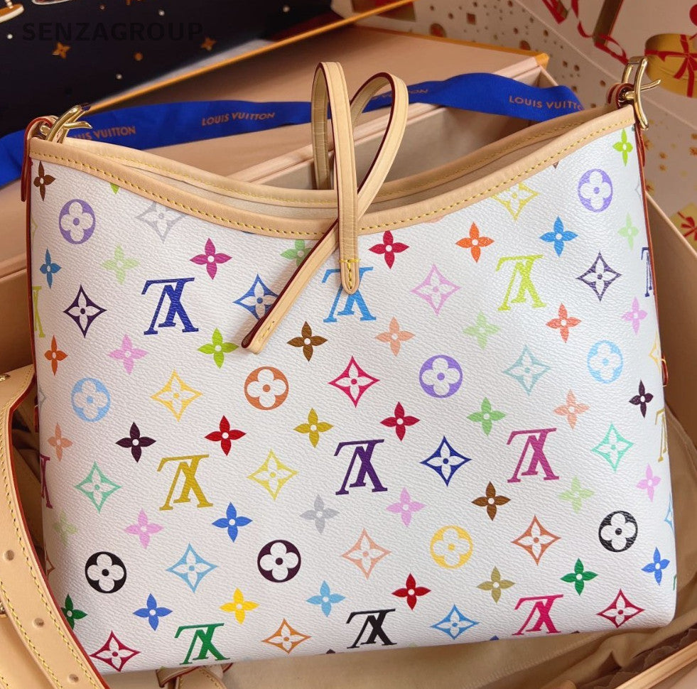 Louis Vuitton X Takashi Murakami Carryall PM Shoulder Bag White Used Women