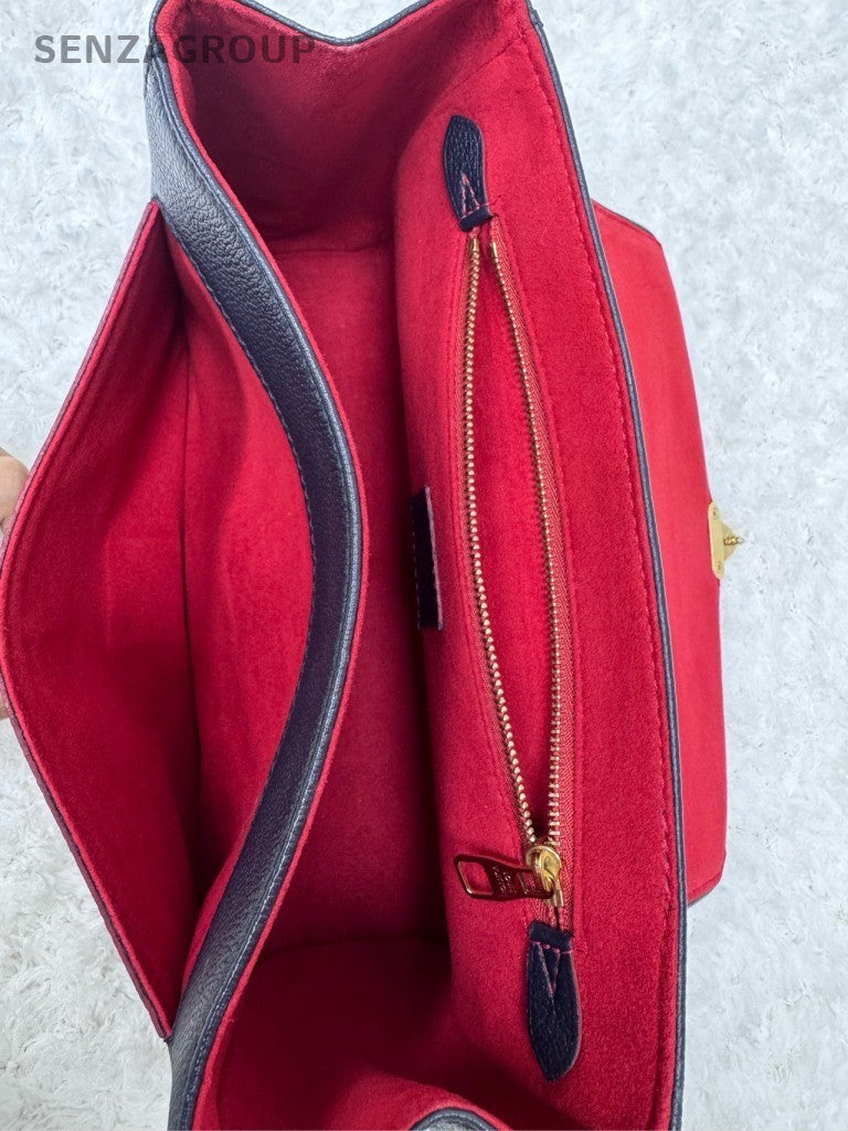 Louis Vuitton Monogram Chain Shoulder Bag Blue Gold Hardware Women Classic