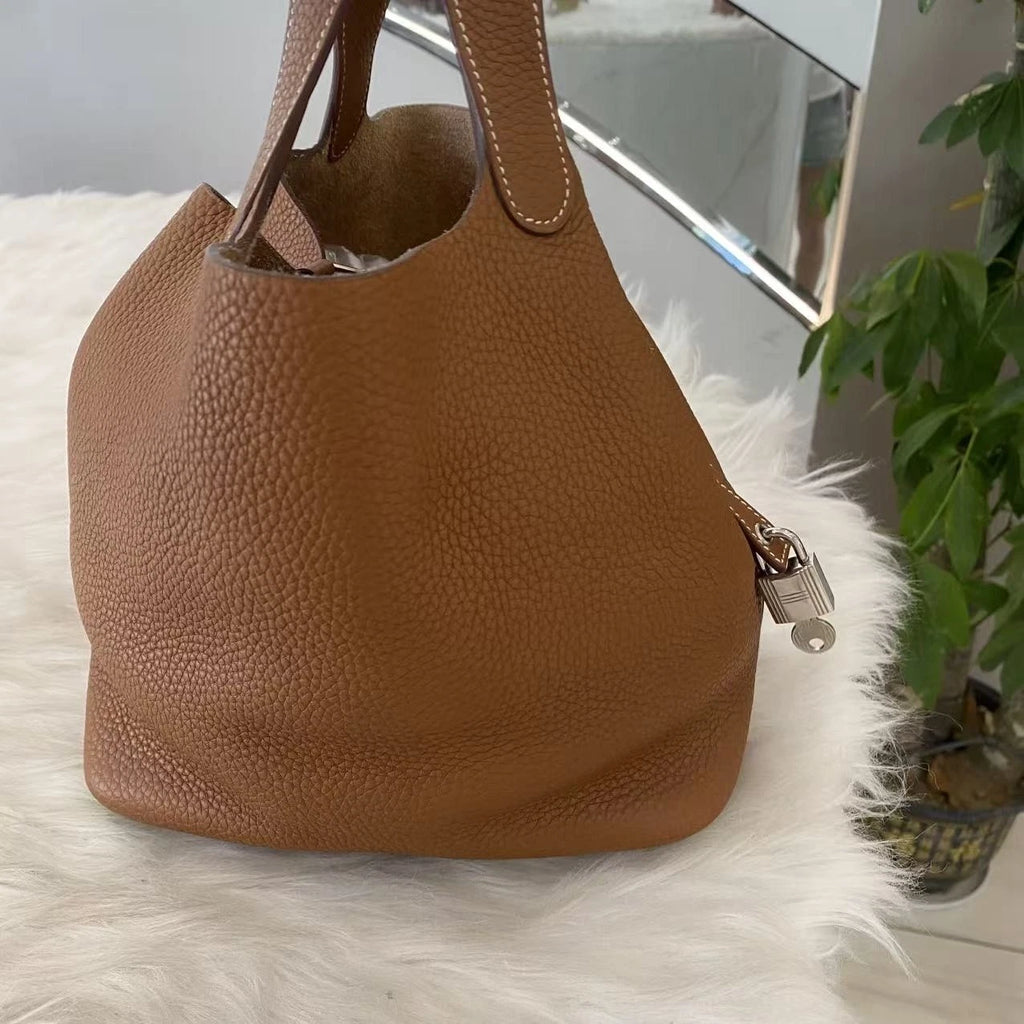 Hermès Picotin 22 Bag Brown Silver Hardware - Classic Women's Tote Shoulder Bag