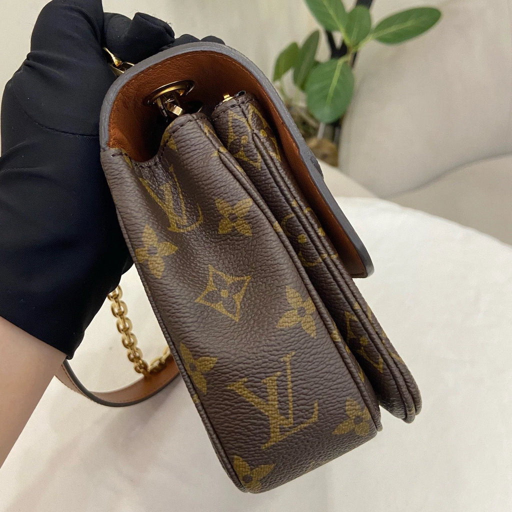 Louis Vuitton Marceau Chain Shoulder Bag Crossbody Brown Gold Women Classic