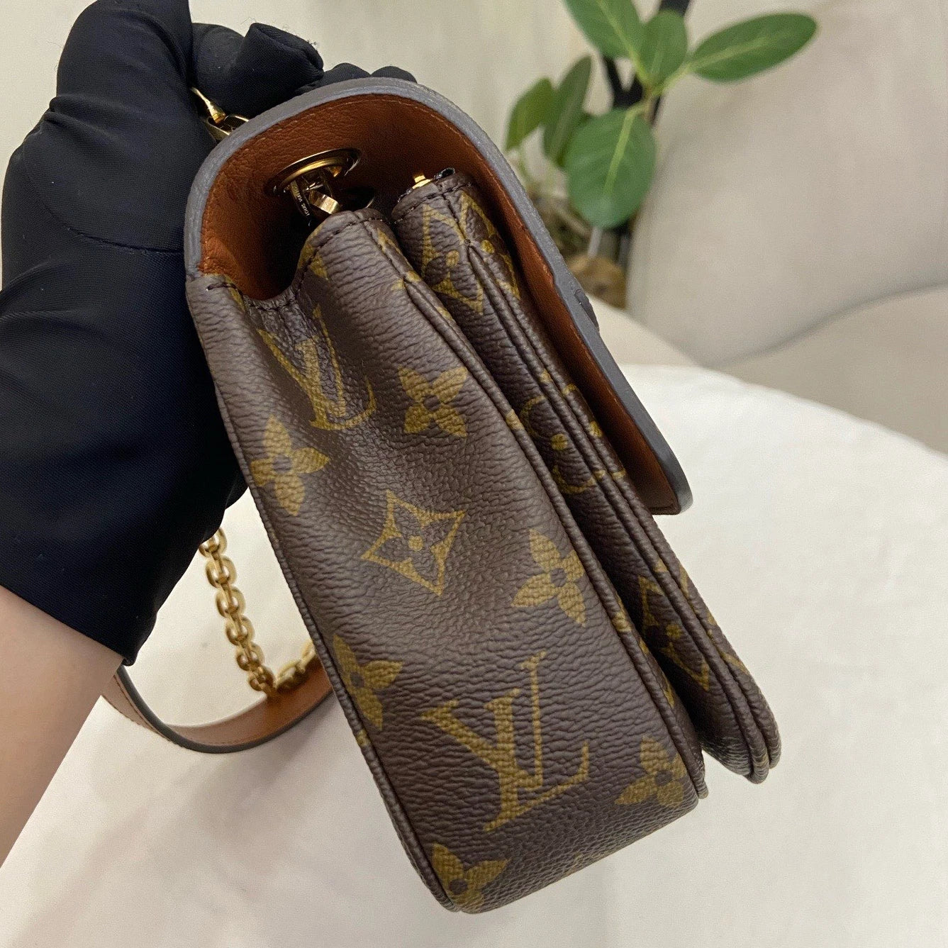 Louis Vuitton Marceau Chain Shoulder Bag Crossbody Brown Gold Women Classic