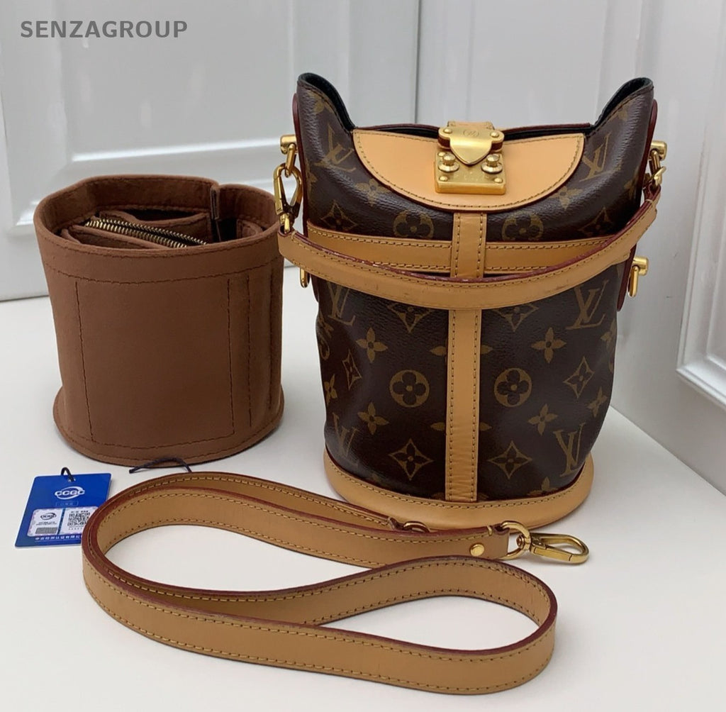 Louis Vuitton Monogram Duffle Top Handle Bag Crossbody Brown Gold Women Classic