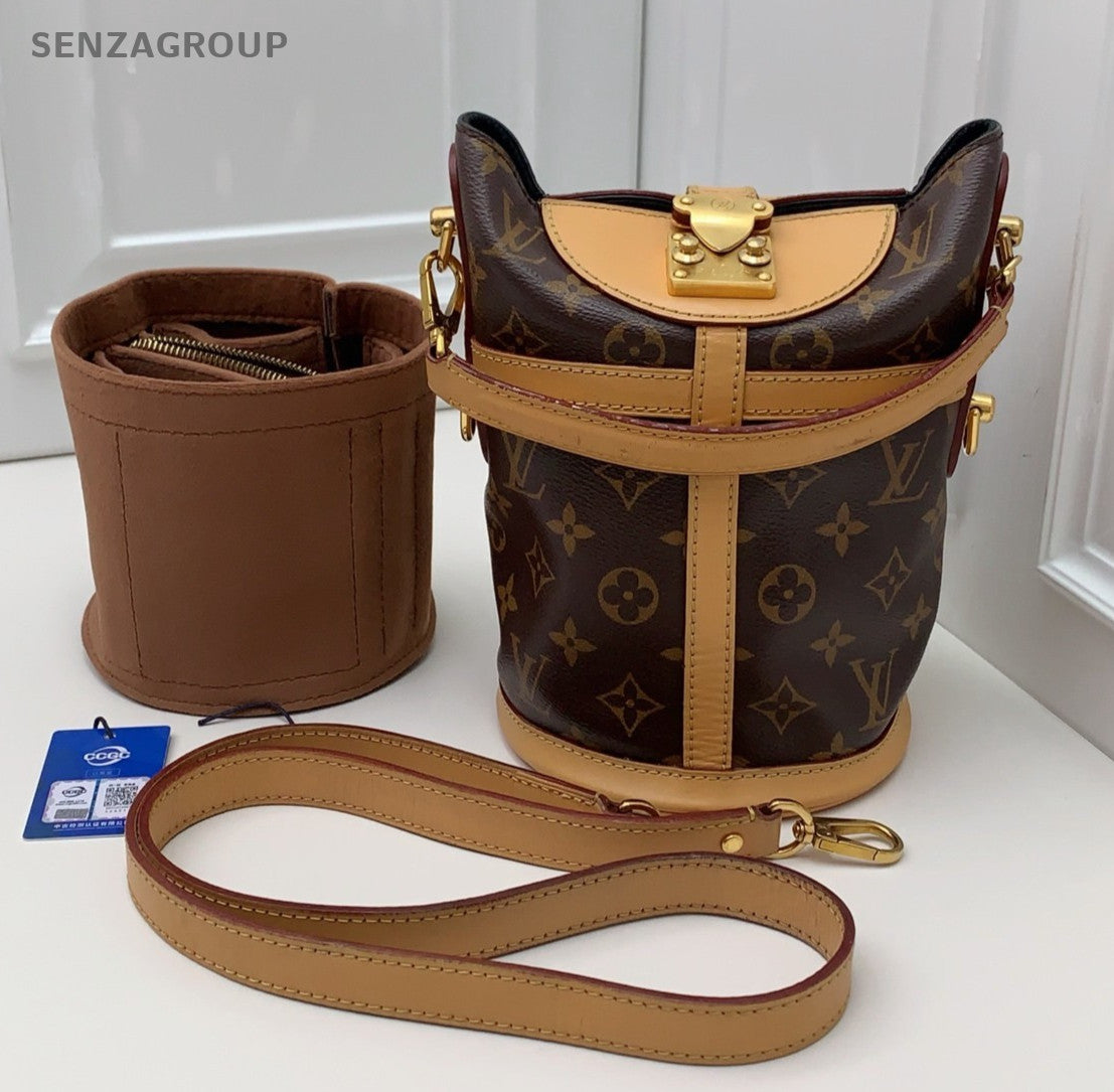Louis Vuitton Monogram Duffle Top Handle Bag Crossbody Brown Gold Women Classic