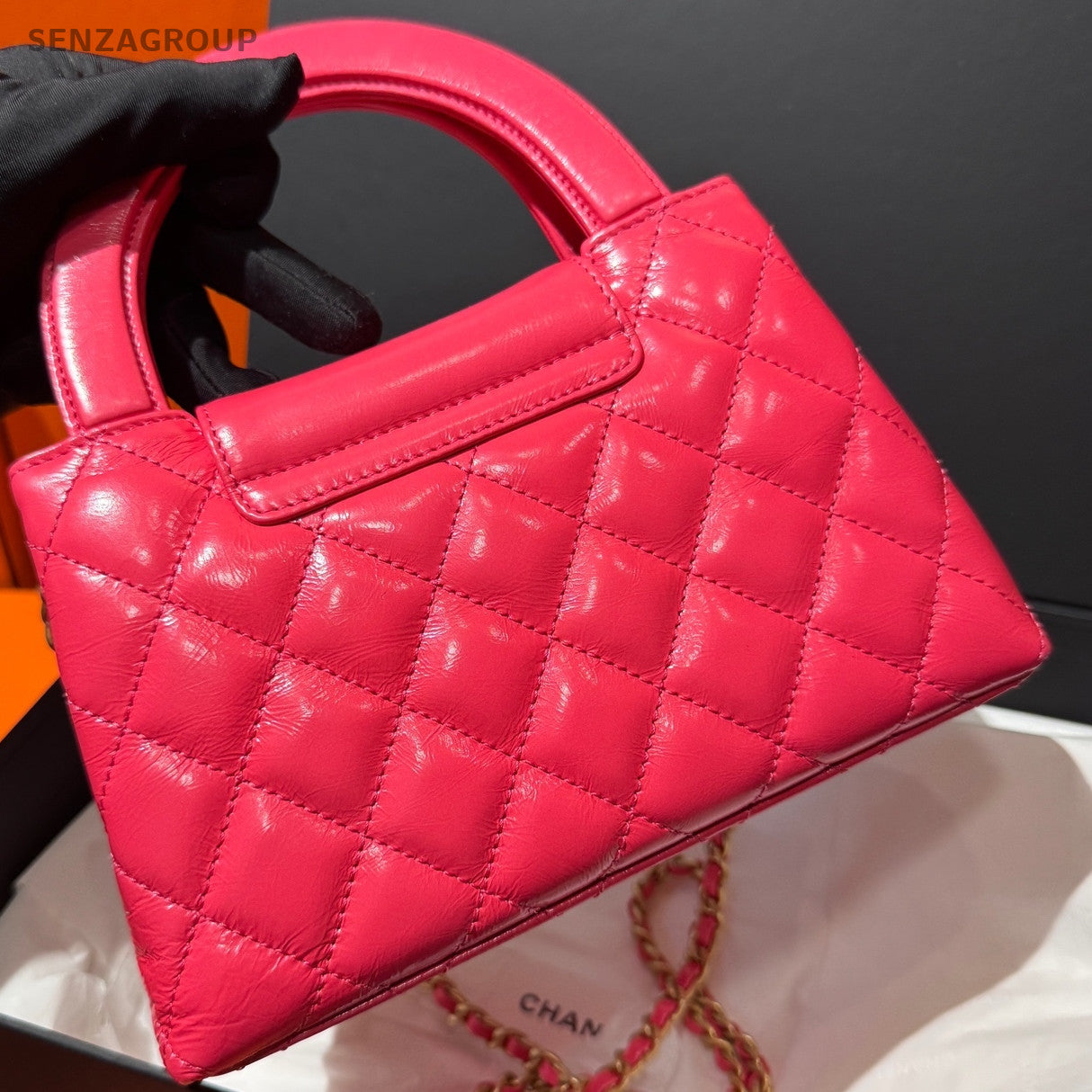 Chanel 24P Pink Calfskin Gold Hardware Small Handbag Chain Shoulder Bag