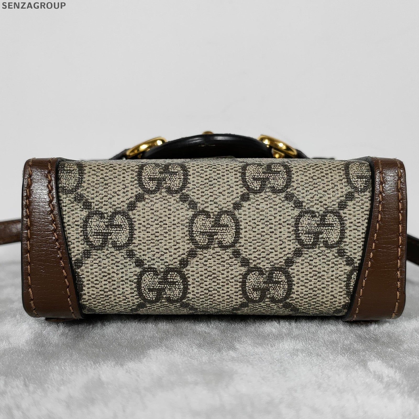 Gucci Horsebit 1955 GG Supreme Brown Shoulder Bag Gold Hardware Women