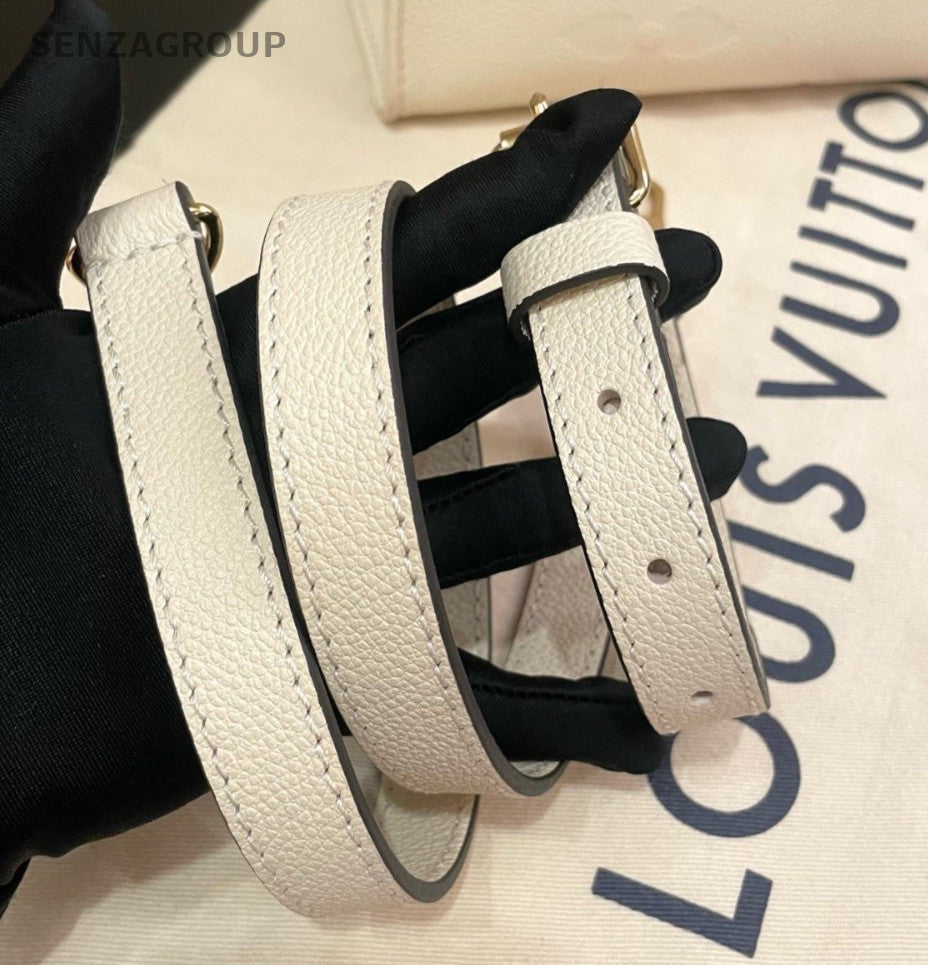 Louis Vuitton Onthego PM Tote Top Handle Bag Crossbody White Gold Women Classic